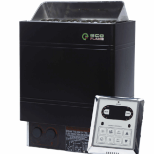Electric sauna stove EcoFlame AM60-C + Wall-mounted sauna controller CON4 (Black) - Image 1