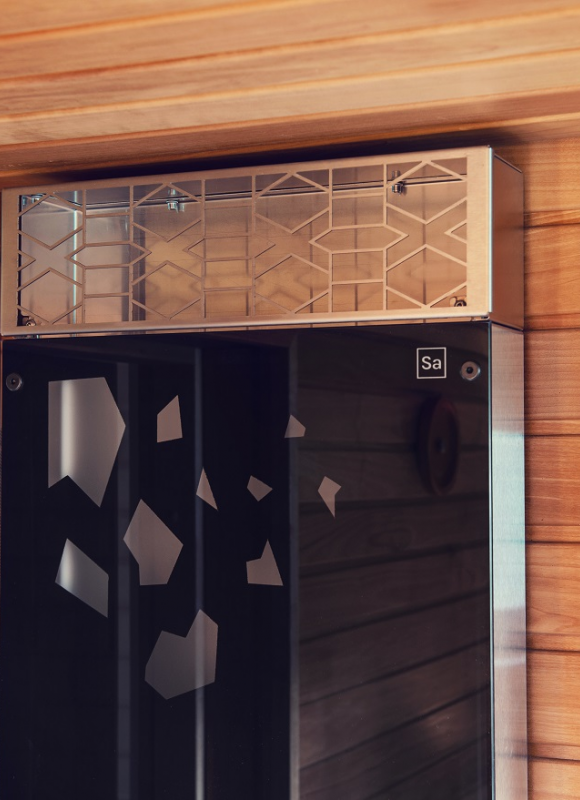 Air conditioner Saunum BASE / Shell colour: anthracite matt / patterned glass / blue LED backlight