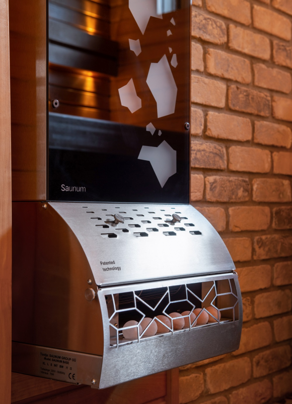 Air conditioner Saunum BASE / Shell colour: anthracite matt / patterned glass / blue LED backlight