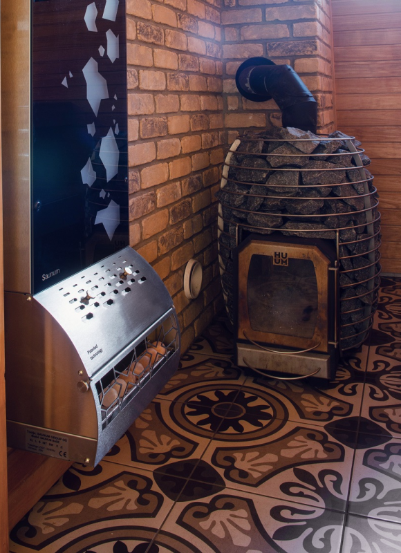 Air conditioner Saunum BASE / Shell colour: anthracite matt / patterned glass / blue LED backlight