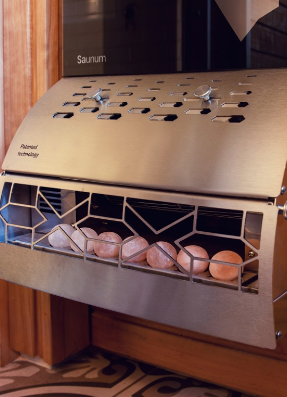 Air conditioner Saunum BASE / Shell colour: anthracite matt / patterned glass / blue LED backlight